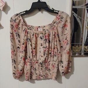 No Boundaries Floral Blouse with Smocked Waist